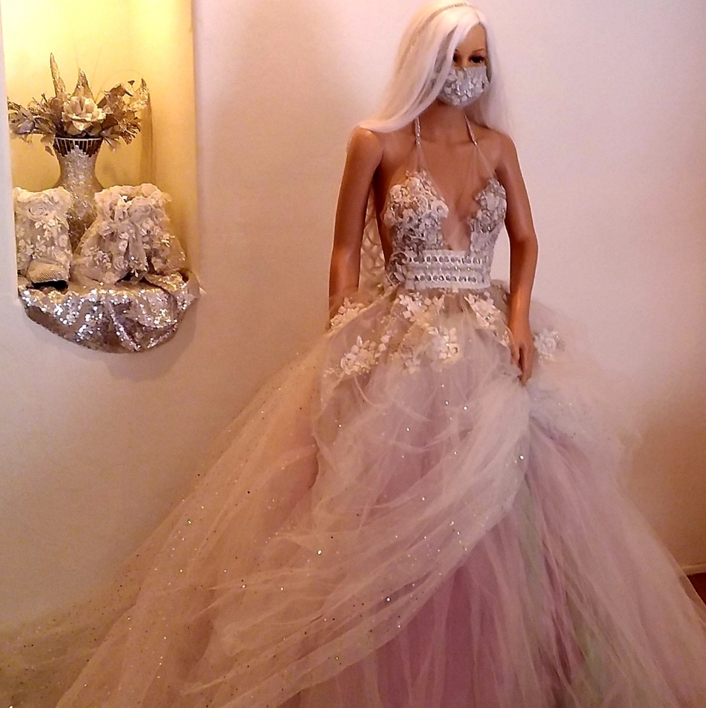 CECILIA Ivory Lace Tulle Wedding Ballgown Set